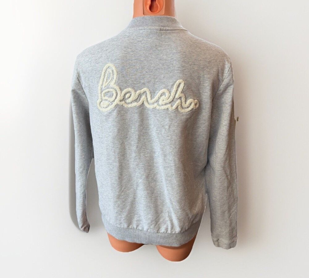 Bench Women's Gray Zip Hoodie Size L Embroidered Soft Athletic